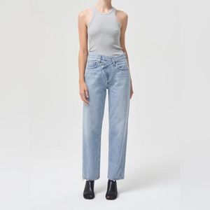 AGOLDE Criss Cross Jeans Hi Rise Straight Leg No Stretch Denim 100% Cotton